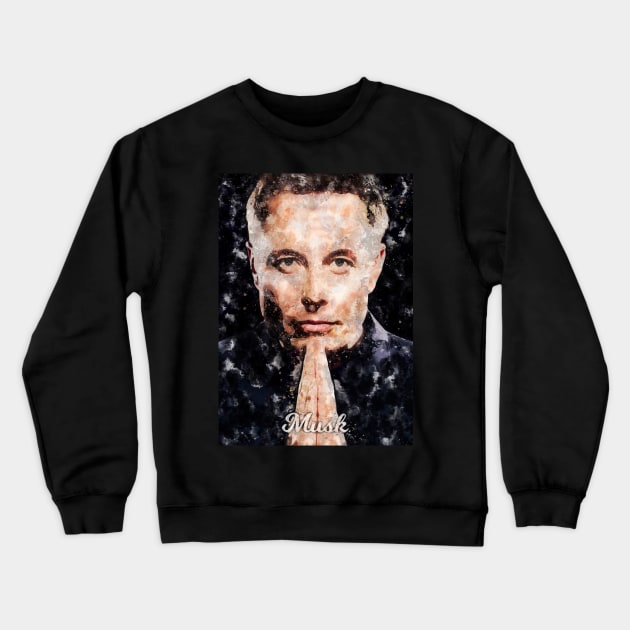 Elon Musk Watercolor Crewneck Sweatshirt by Durro